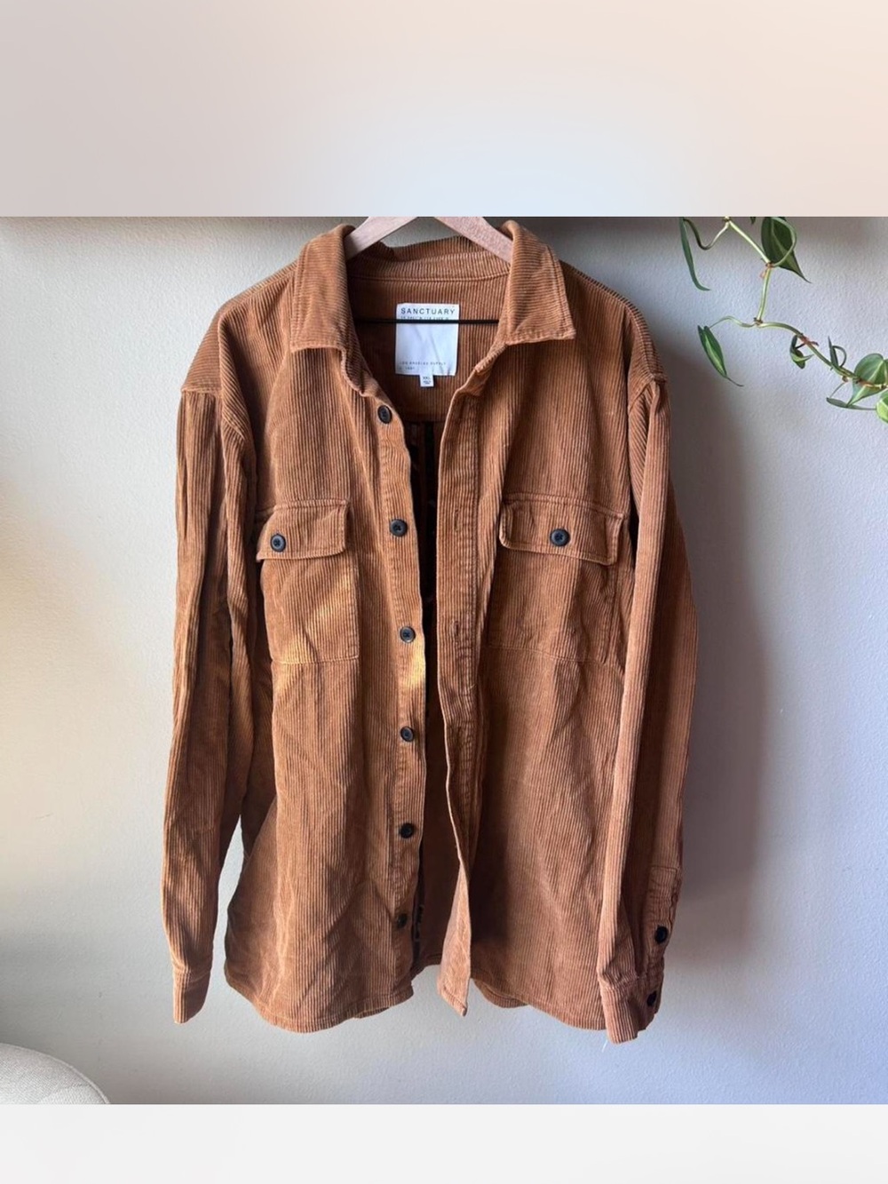 NWT Sanctuary Corduroy Button-Up Shacket in Rust Brown